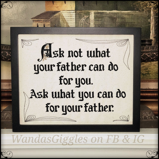 Ask Dad 8x10" Framed Embroidery